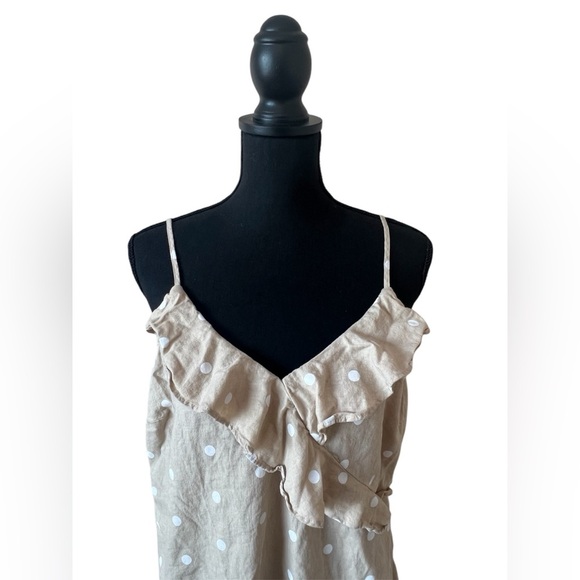 Old Navy Women's Printed Ruffled Wrap-Effect Cami Blouse-Tan & White-Size Large - Picture 4 of 7